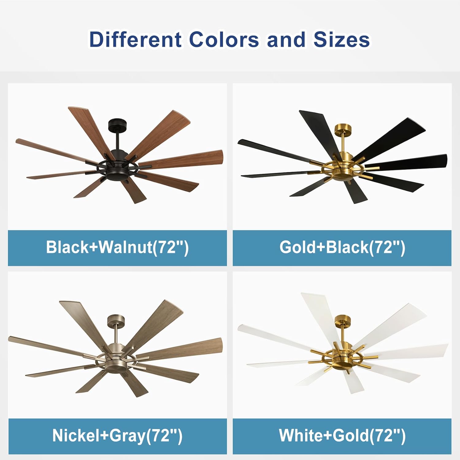 Depuley Ceiling Fan Without Light: 72 Inch Big Indoor Outdoor Fan with Remote APP Control - Large Farmhouse Walnut Ceiling Fan no Light 8 Blade Reversible Quiet DC Motor Memory Function Timer - Image 9