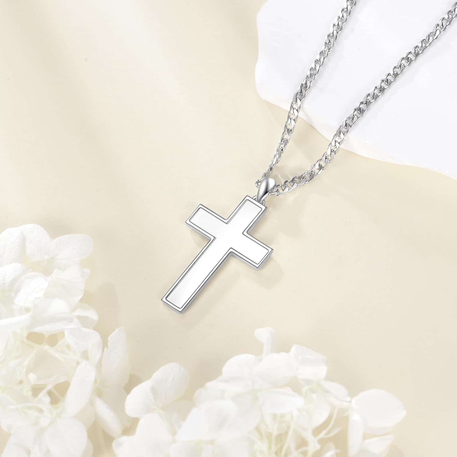 LUHE Cross Necklace for Men Sterling Silver Cross Pendant Necklace Religious Jewelry Christian Gifts - Image 4