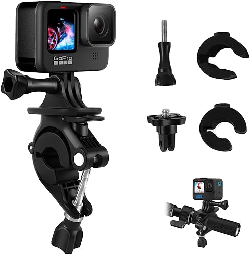 REYGEAK Soporte para manubrio de bicicleta, accesorios de montaje con clip para GoPro Hero 1211109 Insta360 X3 GO3 (prensa para girar)
