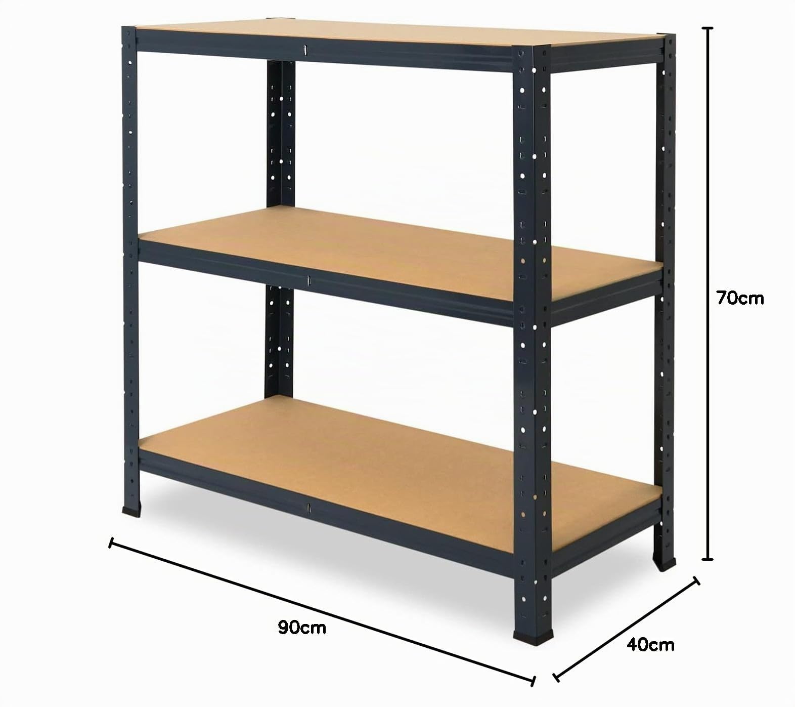 shelfplaza® 90x70x40cm Home Schwerlastregal anthrazit/Metallregal mit 3 Böden/Kellerregal Metall, Garagenregal, Werkstattregal oder Regal Lagerregal/Steckregal Metall mit 175kg Tragkraft
