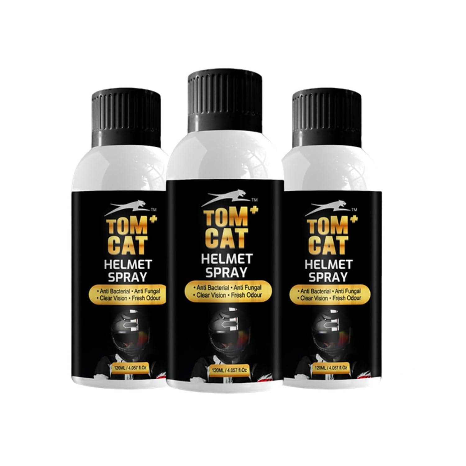 Tom CAT Helmet Cleaner is a Cleaning & Sanitation Foam Spray Helmet | Helmet Interior & Exterior Cleaner | Helmet Shine Spray | Helmet Deodorizer | 120 ML Helmet Cleaner (Pack of 3)-image-14