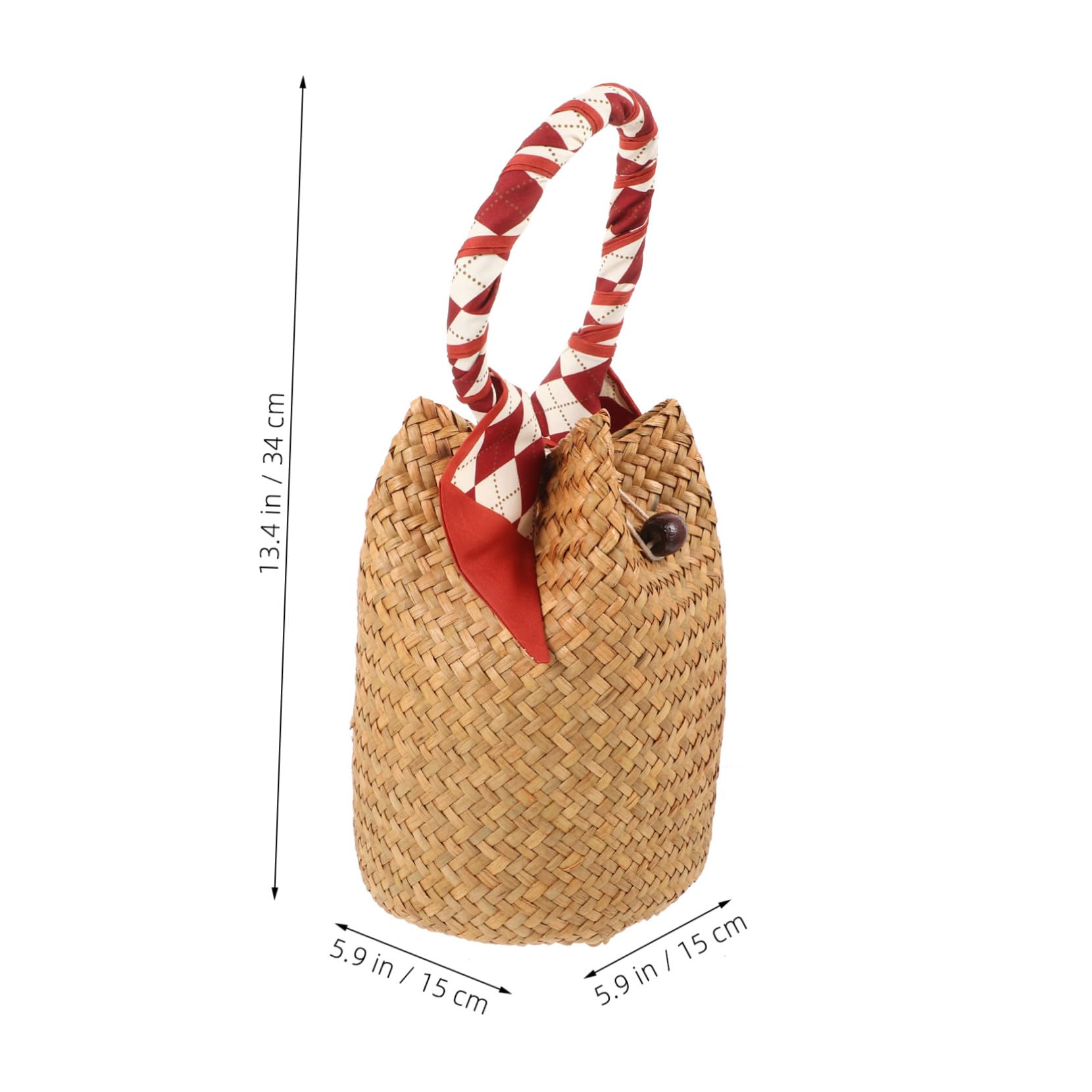 Hemobllo Bolsa de Paja Tejida Mano Bolso de Mano para Mujer Bolso Bohemio de Paja para Playa de Verano para Mujer