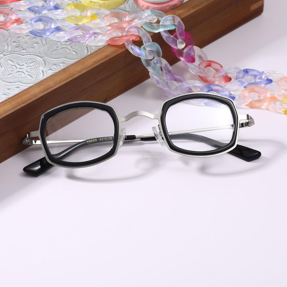 Occhiali da Lettura Donna Uomo, Metal Leggero Montatura Occhiali da Vista, Occhiali Anti Luce Blu per Computer