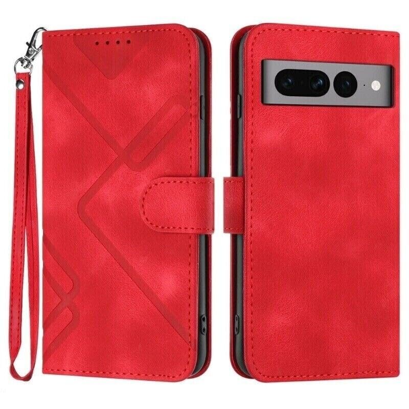 Étui Google Pixel 7 rouge avec portefeuille magnétique en cuir à rabat