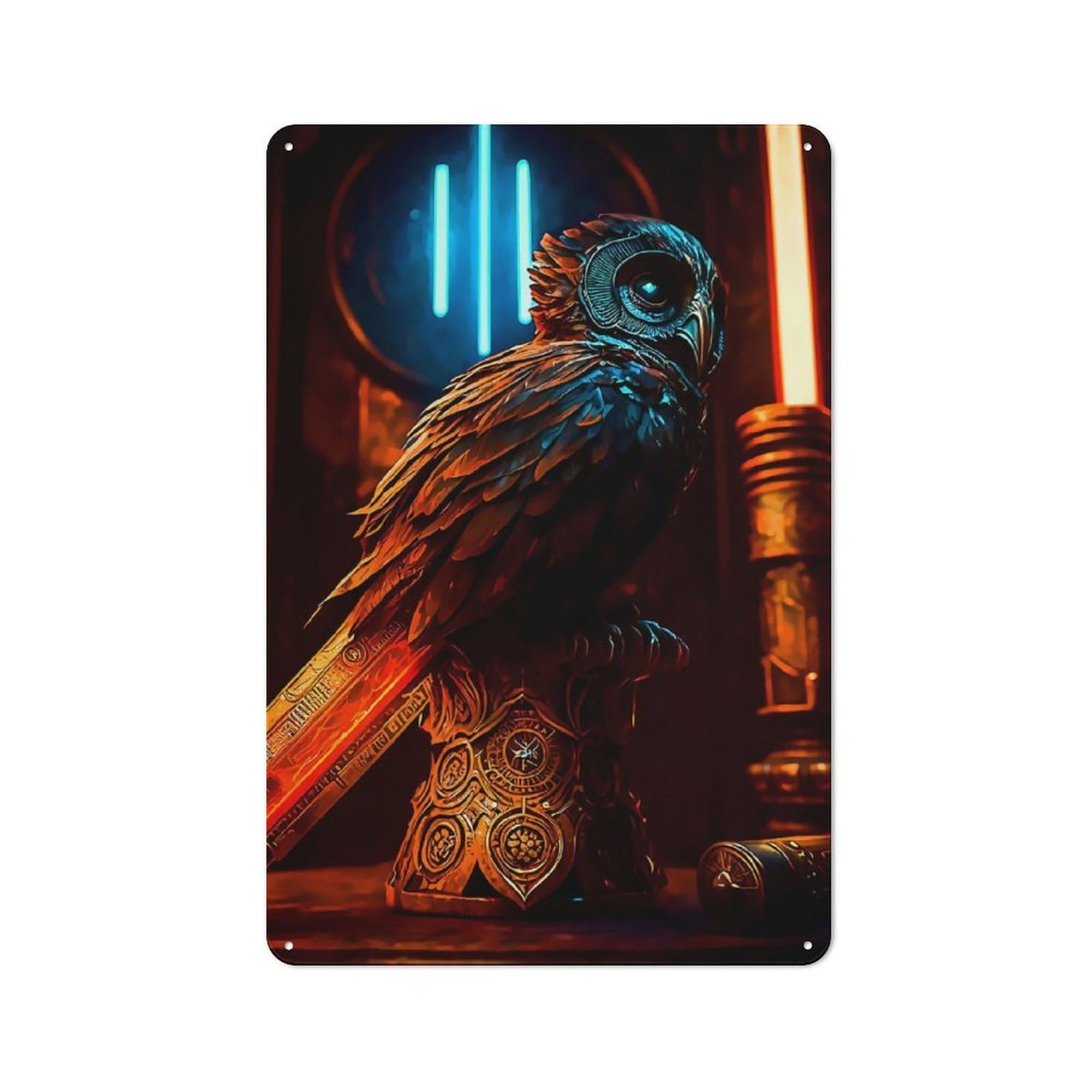 Owl Metal Sign 30x20cm, Vintage Bar Wall Plaque for Diner, Restaurant, Shed Or Kitchen