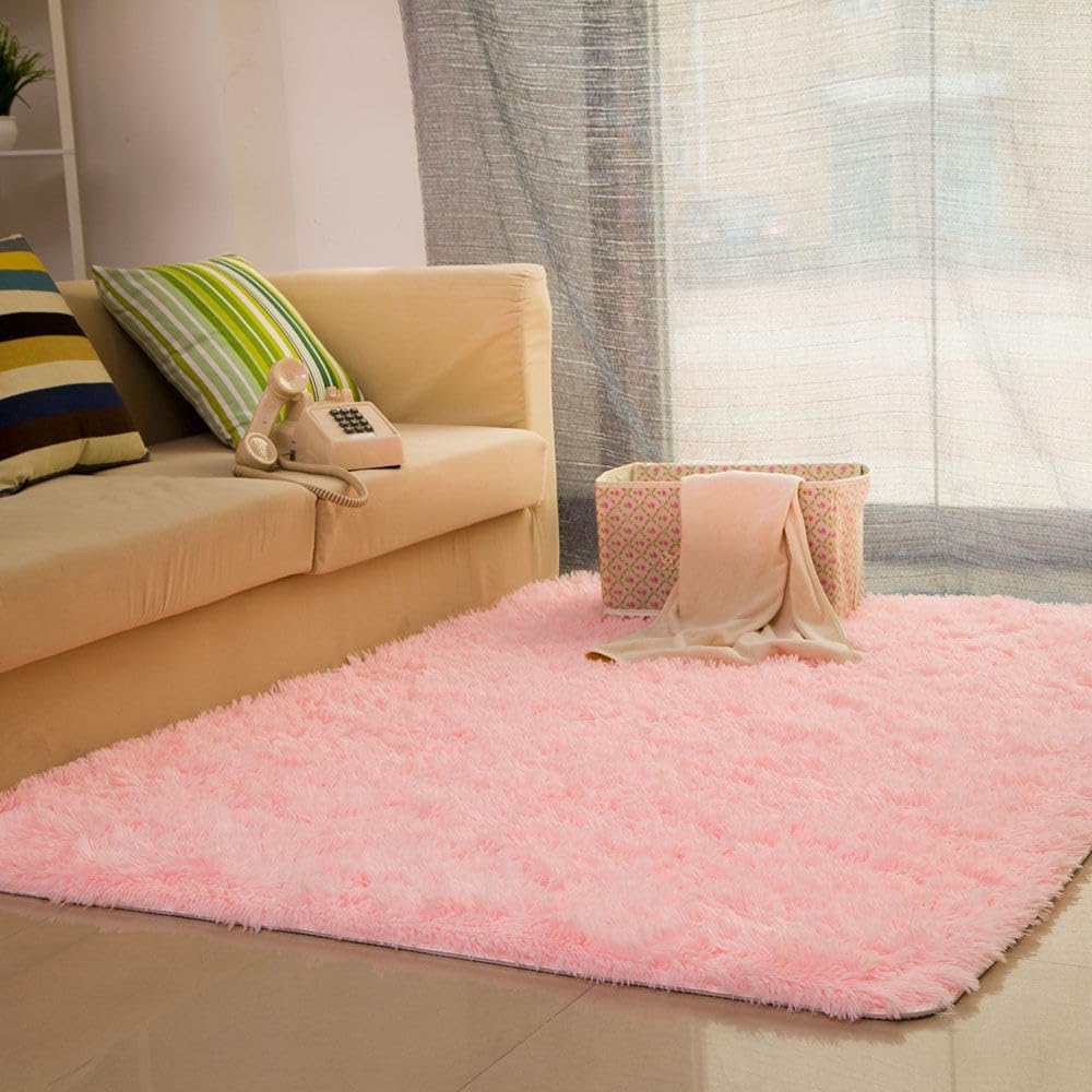 Silky Fluffy Carpet Modern Home Decor Long Plush Shaggy Rug Play Mats Sofa Living Bedroom Bedside Mat Balcony Carpets,Cream White,40X60cm(15.7x23.6in)
