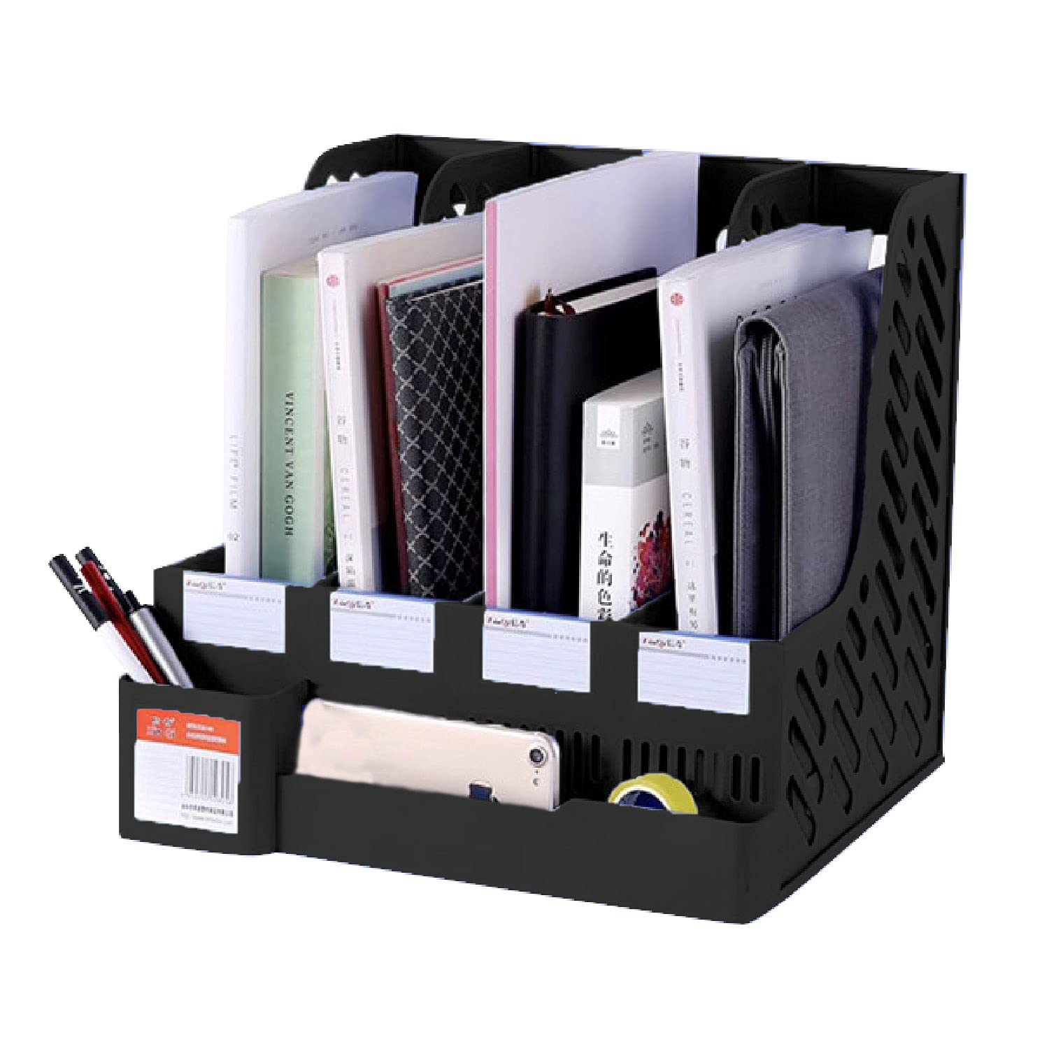 Buy DaKos Plastic 4 Compartments File Rack Paper Holder, Desktop