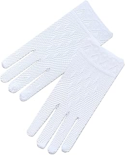 ZaZa Bridal Crochet Women's Gloves with Victorian Regency Trim - Stretchy One Size Fits Most Wrist Length