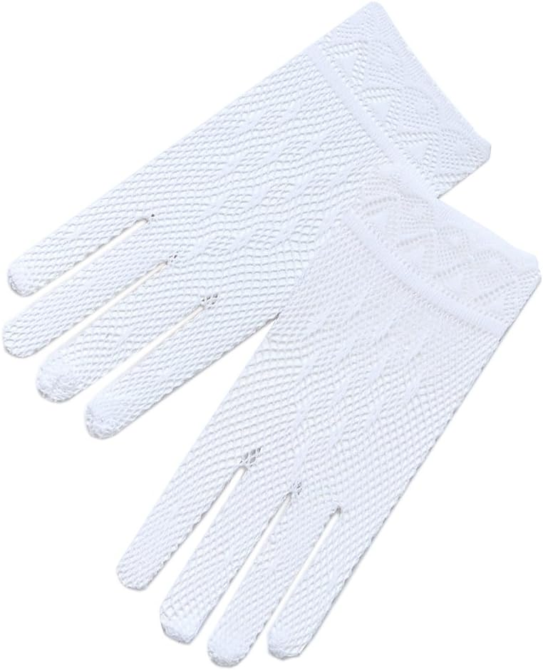 Crochet Women's Gloves w/Delicate Detail Trim-Victorian+Regency