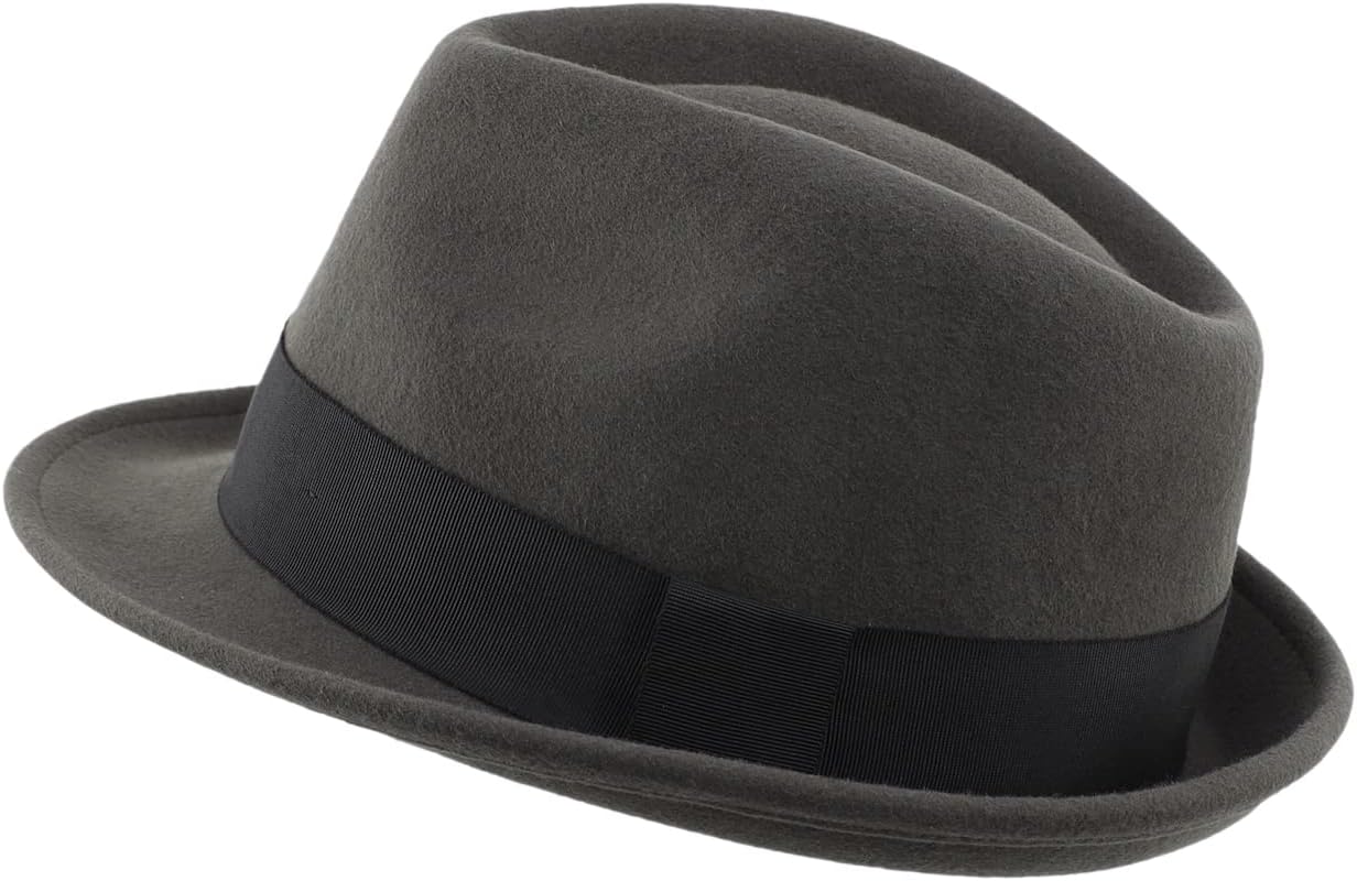 Home Prefer Men's Wool Felt Winter Hat Short Brim Fedora Hat - Image 3