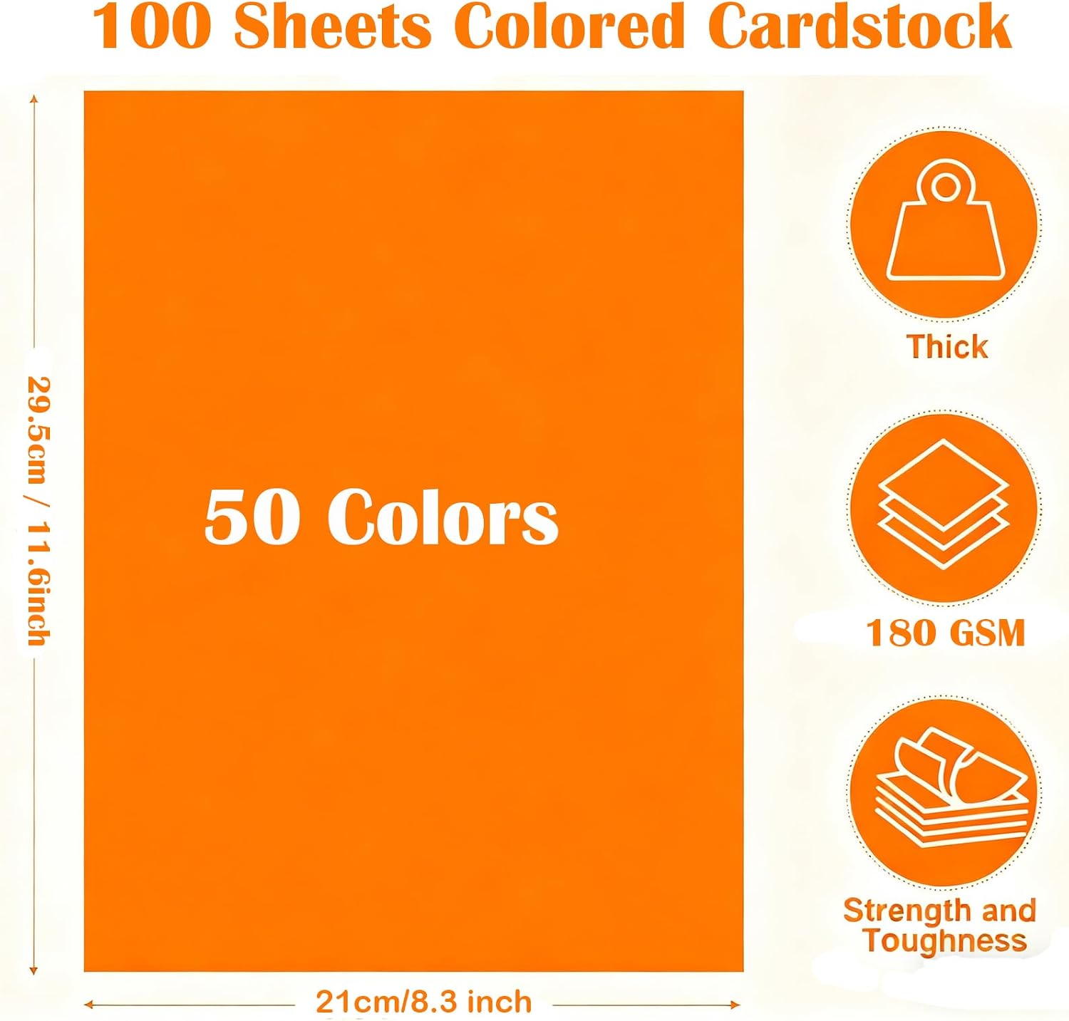 100 Sheets 8.5" X 11" Colored Cardstock, 50 Assorted Colors Construction Paper Card Stock Printer Paper Colored Card Stock for Printing, Card Making, DIY Crafts,Party Decorations (180GSM/65LB) image 2