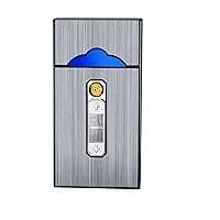 Vista 10 de Amposei Caja de cigarrillos de aluminio con encendedor eléctrico, encendedor USB recargable, regalo para mujeres, hombres, padre, madre (negro)