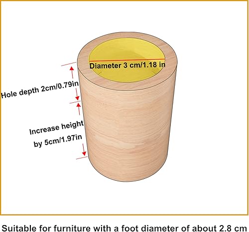 Miniatura 2 de Paquete de 4 patas de muebles de madera maciza, elevador redondo para muebles, patas de madera para añadir altura al sofá, escritorio, mesa y sillas