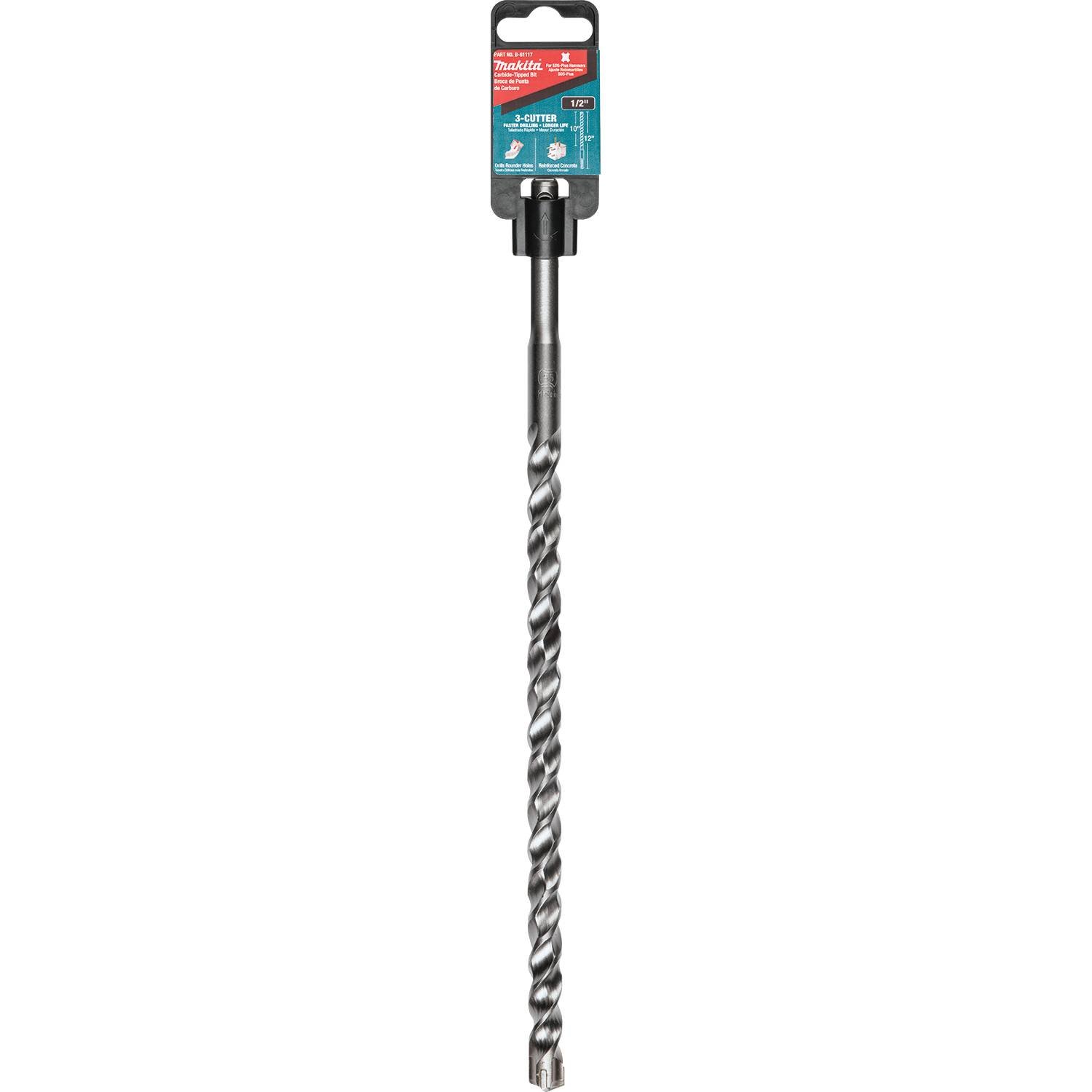 Makita B-61117 Broca SDS-Plus de 1/2" x 12", 3 cortadoras