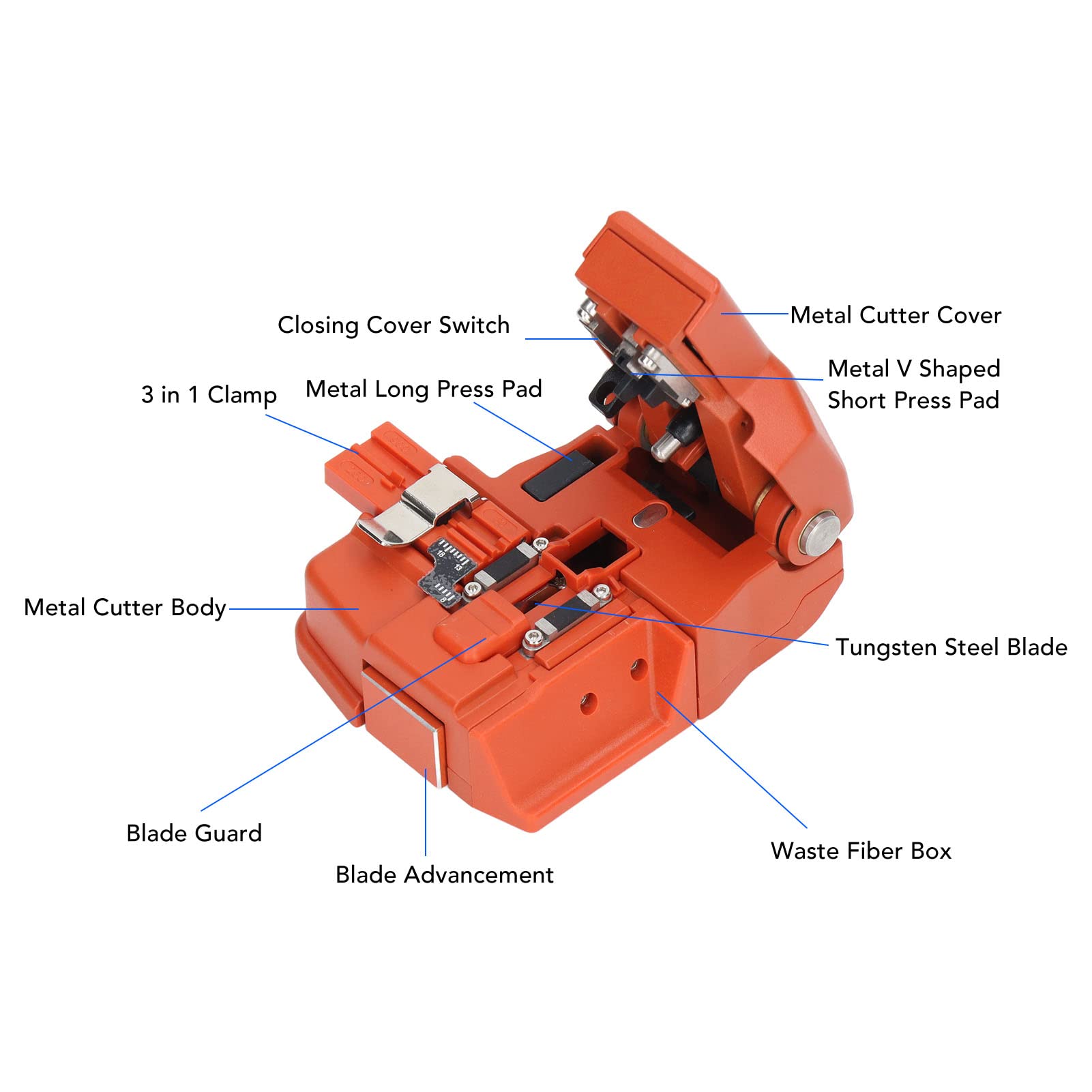 Cliveuse à fibre optique de haute précision, cliveuse à fibre optique ou 250µm à 900µm et 125μm Orange