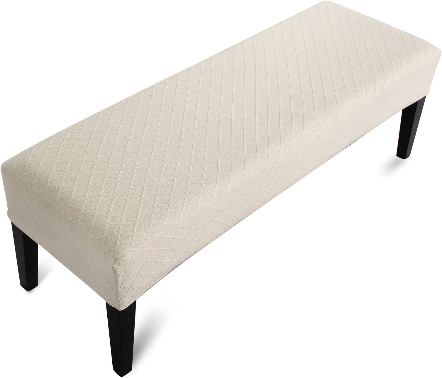 Liykimt Stretch Dining Bench Cover,Bench Slipcover Jacquard Anti-Dust Removable Washable Upholstered Rectangle Bench Seat Protector Cover for Ding Room,Living Room,Bedroom,Kitchen(Beige)