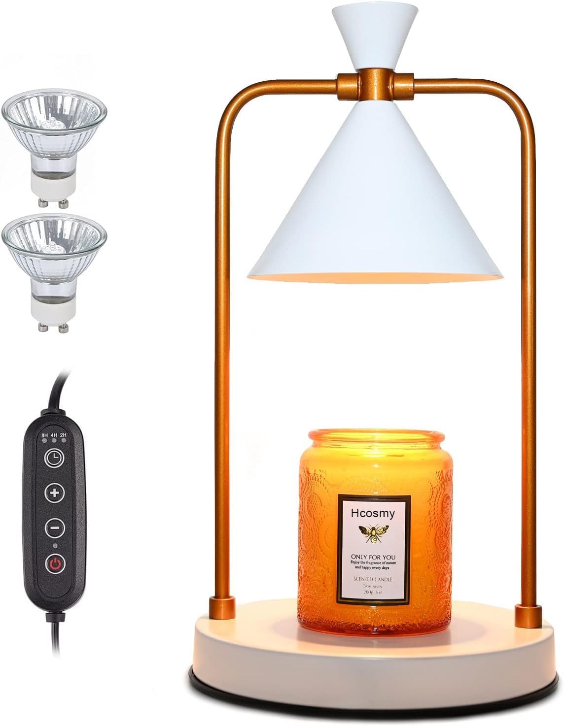 HcosmyCandle Warmer Lamp with 2 Bulbs, Electric Candle Warmer with Timer, with 3 Brightness/Temperature Adjustment Mode, Compatible with Small and Large Candles, for Home Decor