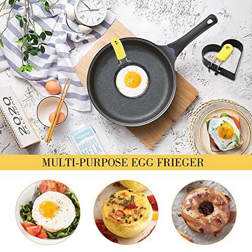 Foto von 4 Stück Edelstahl Ei Ringe Antihaft Omelett form mit Griffen Spiegeleiformen für die Pfanne Formen für Spiegeleier Form Pancake Form für Pfannkuchen Von,Sandwiches,Hackbraten,Frühlingsrollen,Steaks
