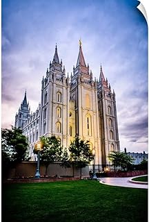 CANVAS ON DEMAND Salt Lake Temple, Sunset, Salt Lake Wall Decal, Utah Artwork