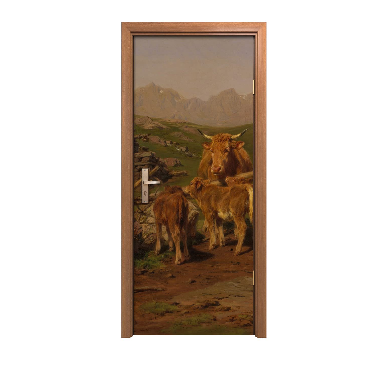 Autocollant de porte vache 90x200cm pour murale design