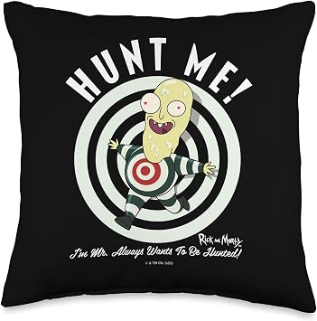 Rick and Morty Mr. Always Wants to Be Hunted Throw Pillow, 16x16, Multicolor