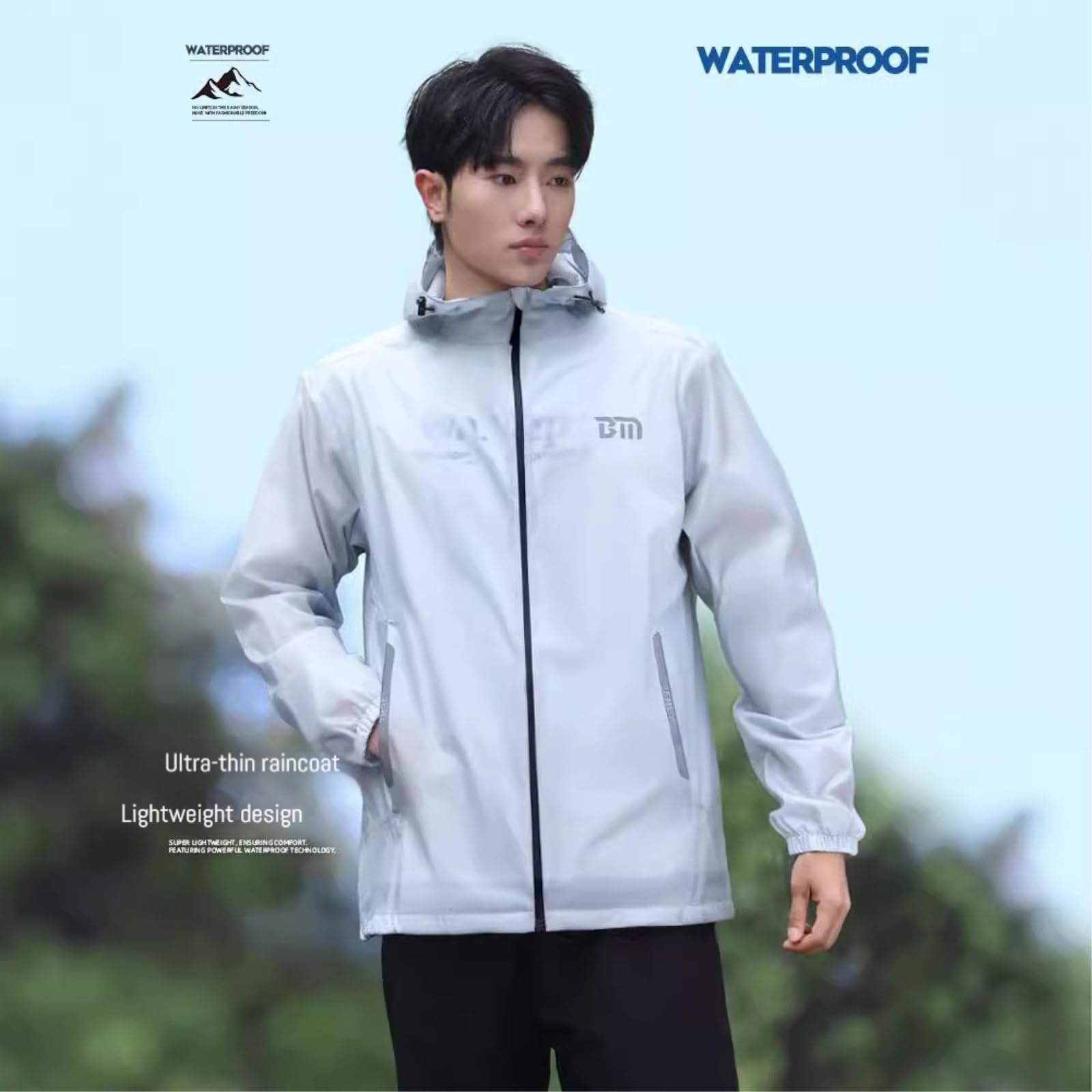 Poncho per La Pioggia Leggero All'aperto Split-Tipo Uomo Motocicletta Guida Impermeabile, Impermeabile-White Top-m