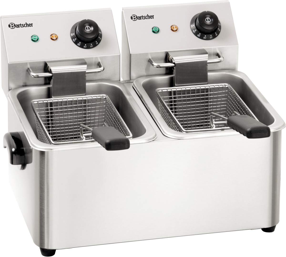 Bartscher Snack II Double thermo-optique Deep Fryer 8L 4000 W Stainless Steel – fryers (Deep Fryer, double, Stainless Steel, thermo-optique, Stainless Steel)