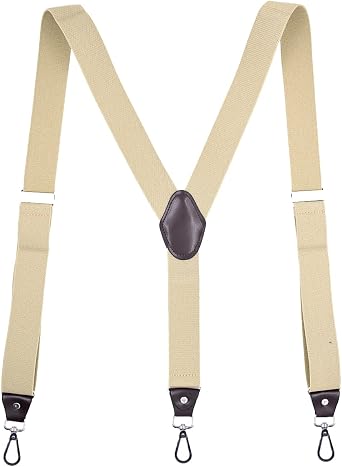 Heavy Duty Hook Suspenders for Women Men Jeans Y Back 3 Swivel Hooks Adjustable Elastic Trouser Braces Strap Belt
