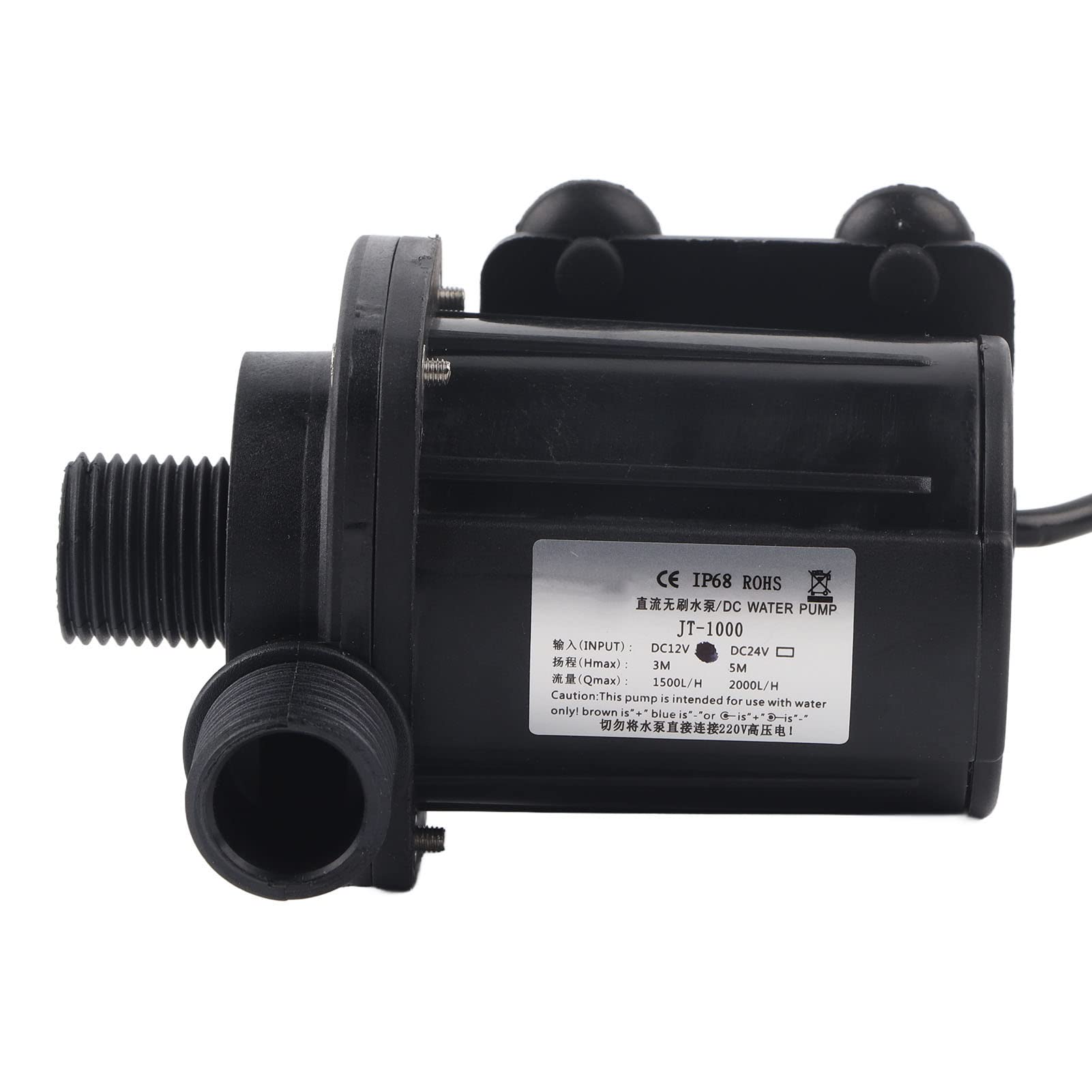 Bomba de Agua Sumergible 12V CC 5M Bomba de Cabeza Sin Escobillas y Bajo Ruido para Acuario Estanque Pecera Circulación Calefacción -40℃ a 100℃