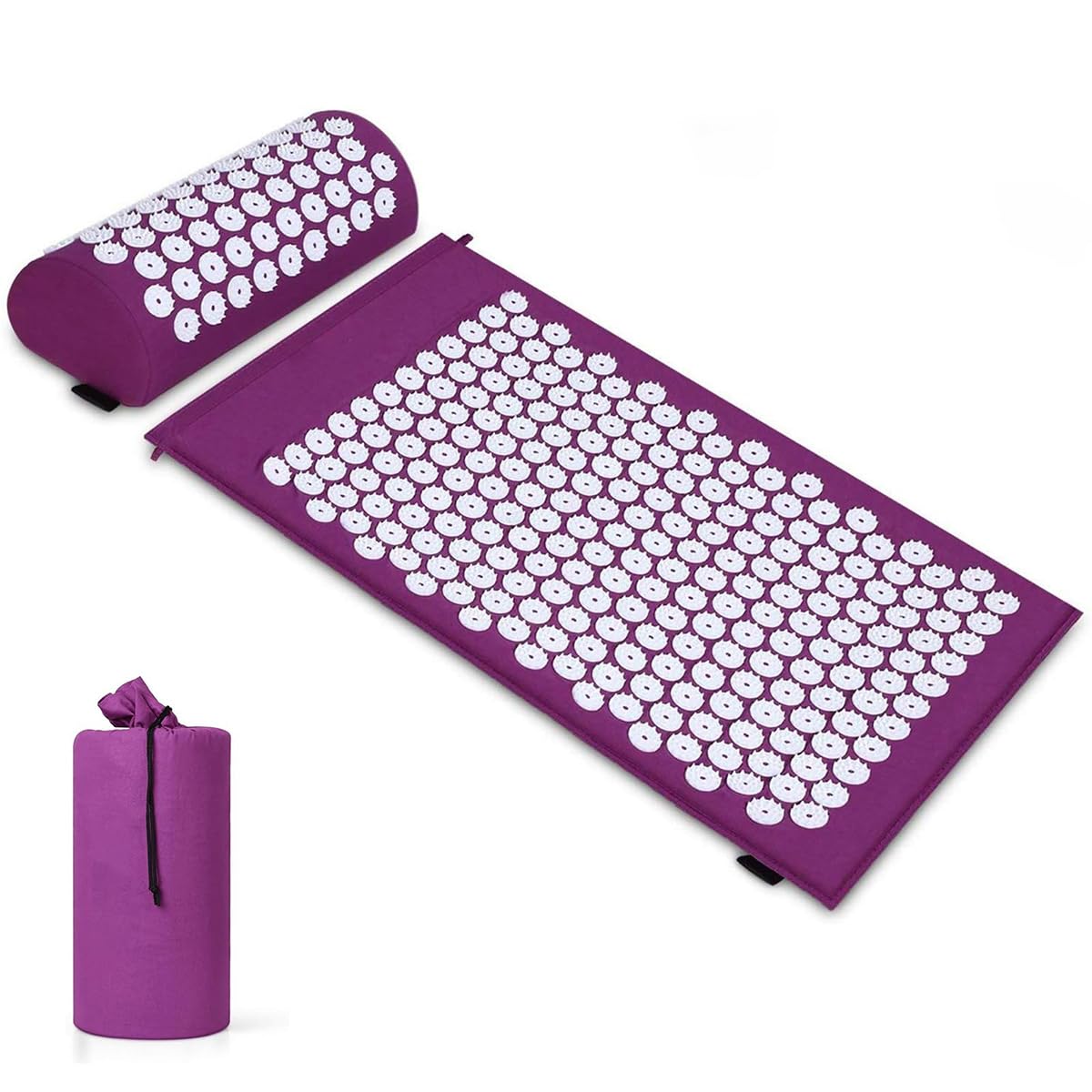 Sarini Akupressurmatte, Akupressurset, Akupressurmatte mit Kissen, Nagelmatte, Blumenfeldmatte, Nadelmatte/Nadelstimulationsmatte, Nadelbrett (lila)