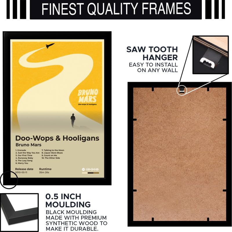Image of BLINKART Bruno mars - Doo - Wops & Hooligans Wall Photo Frames | Wall Art for Bedroom, Living Room, Studio or Office | Album Cover Print with Spotify Song Link QR Code | Gift for Fans - 8x12 In