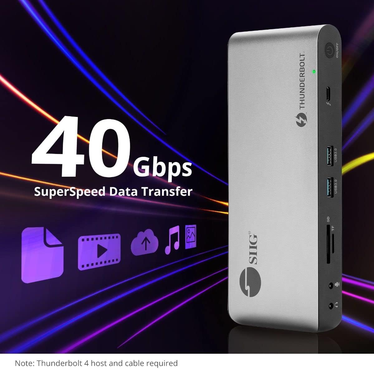 Graphic illustrating 40Gbps SuperSpeed data transfer