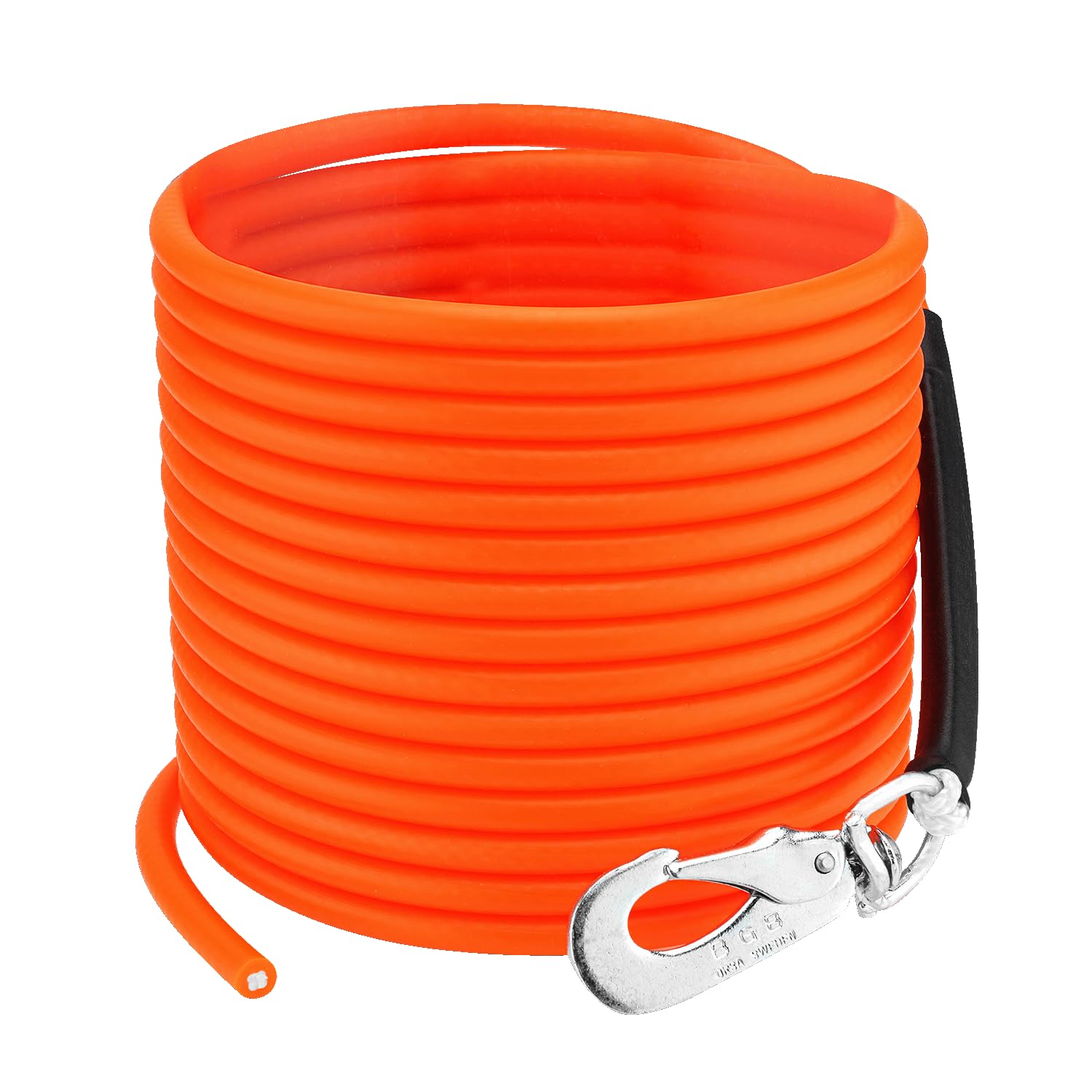 Correa de arrastre robusta/correa de paseo para perros | Correa de campo/búsqueda con revestimiento de plástico de 6 mm | Resistente a la suciedad y al agua | Sin asa de mano | Hecho a mano