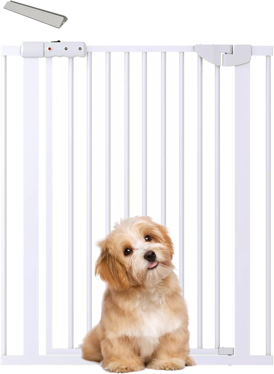Puhang ペットゲート 犬100cm ペットフェンス ベビーゲート 半自動ドア 磁石ロック 4.5cm柵間隔 バリアゲート 猫網