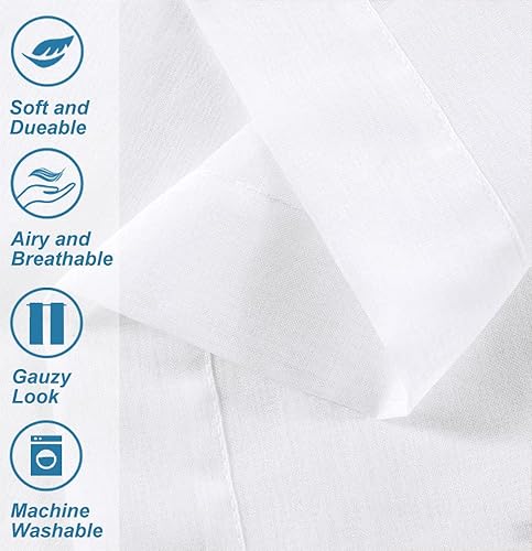 Miniatura 6 de HIGHSEASON Cortinas traslúcidas blancas de 84 pulgadas de largo, con bolsillo para barra de cortina, cortinas para sala de estardormitorio (blanco,