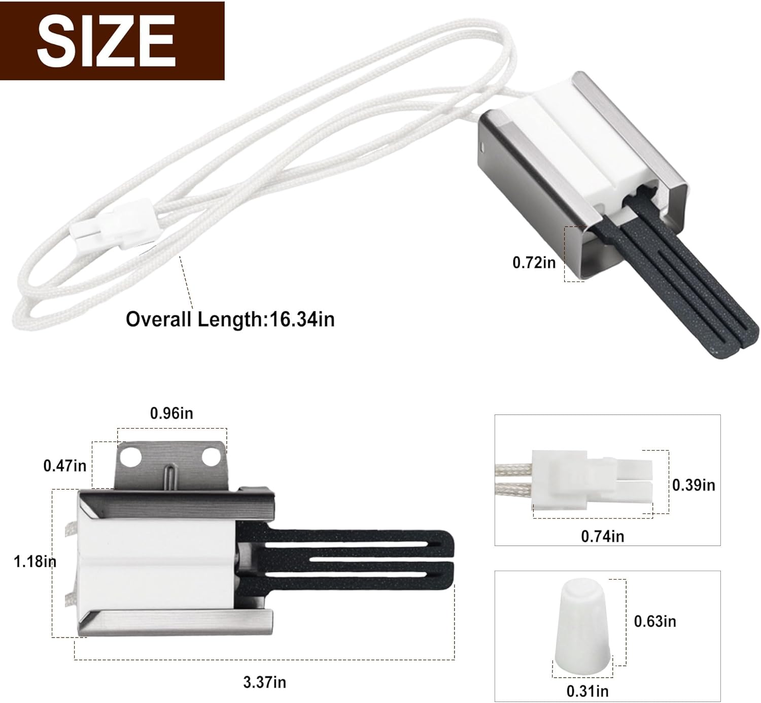 316489403 Oven Igniter for Gas Stove Compatible with Frigi-daire Ken-more Cros-ley Gas Range Igniter Replace 501rb Oven Igniter, 316428500 316428501 5304462661 IG94 AP3963540