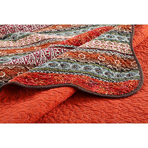 Newlake Striped Classical Cotton 3-Piece Patchwork Bedspread Quilt Sets, Queen Size #TOP5