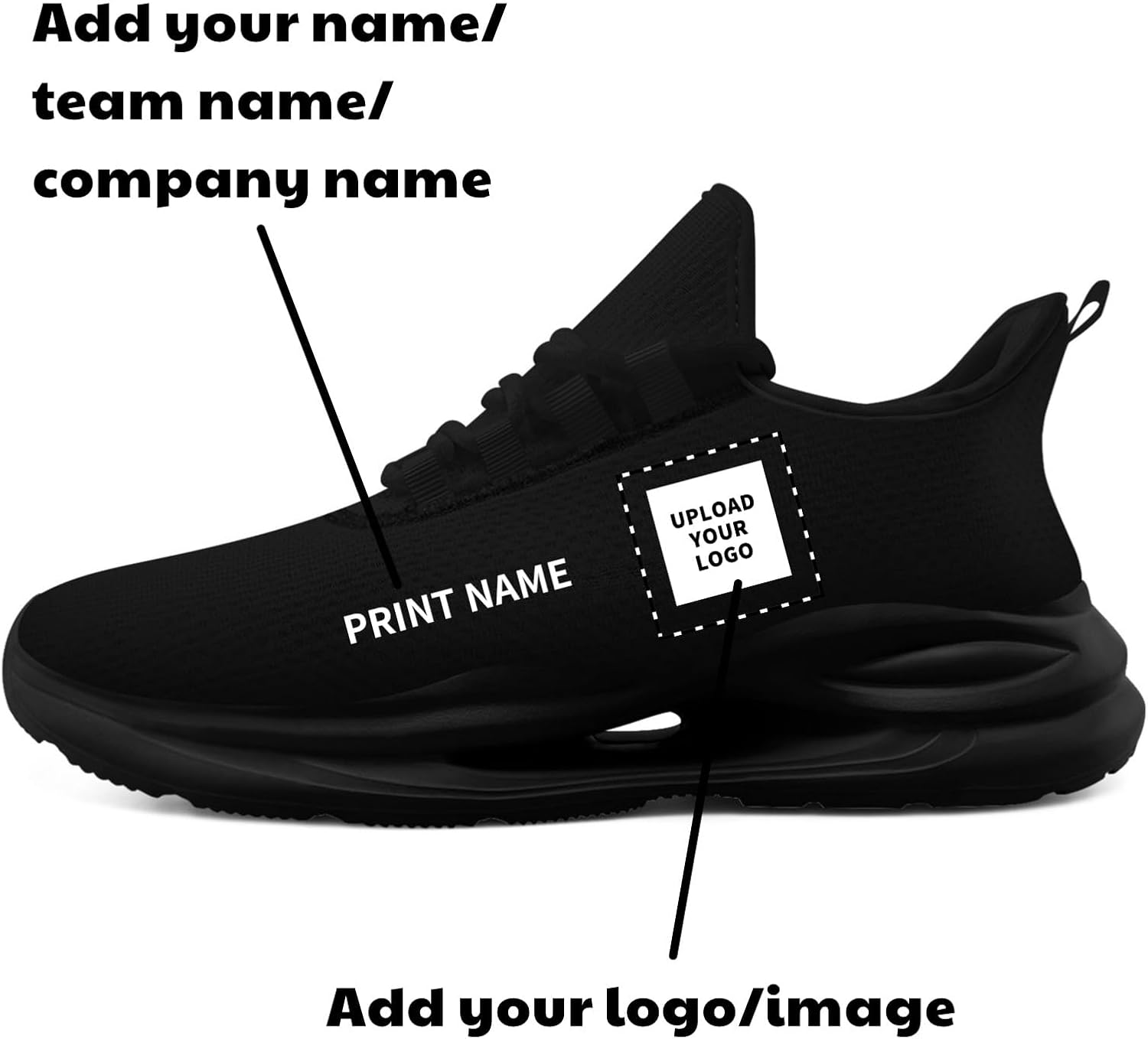 Custom Solid Color Sneakers for Men Women Print with Your Need Personalized Running Walking Tennis White Black Sports Shoes - Image 3