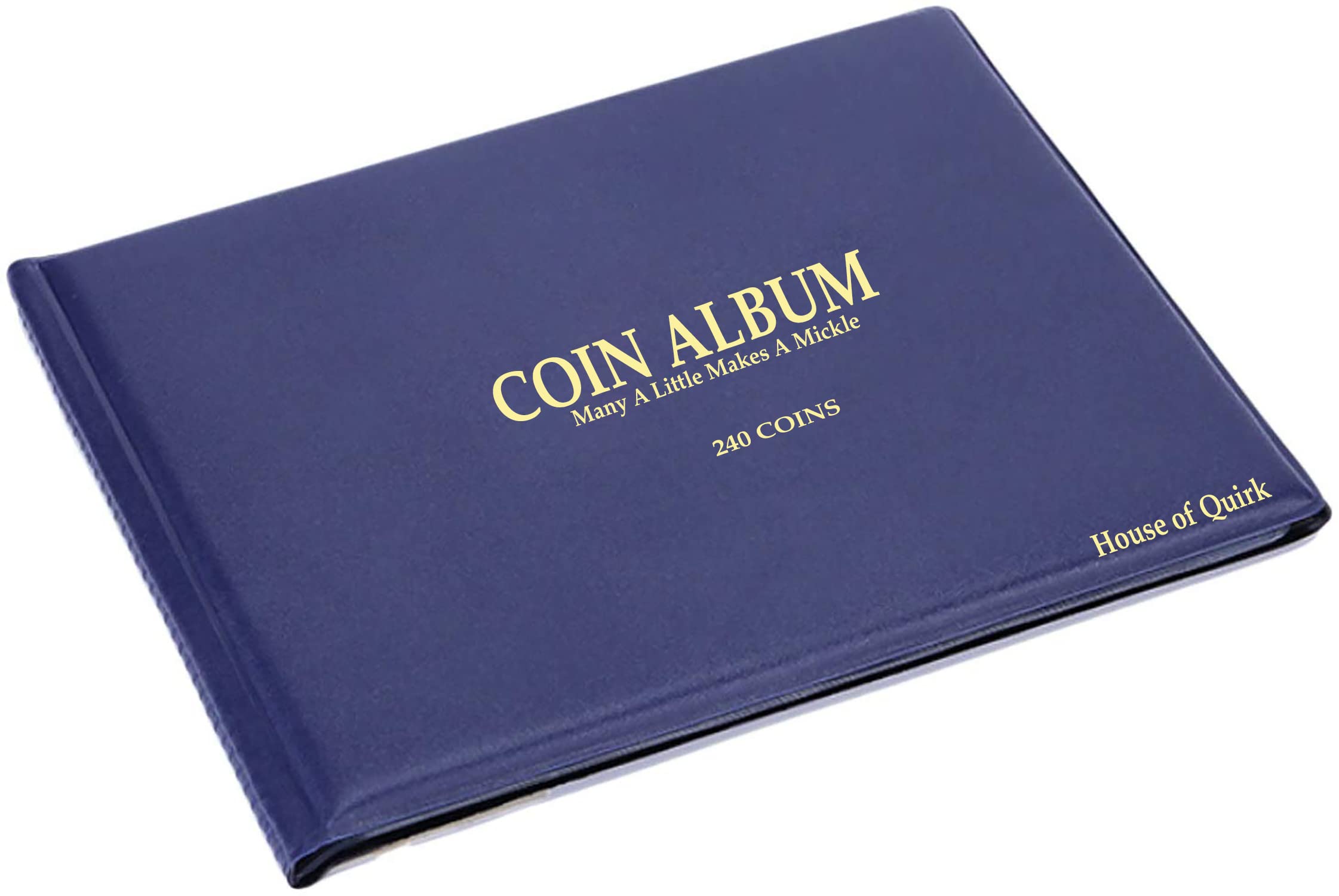 House of Quirk 240 Pockets Coin Holder Collection Coin Storage Album Book for Collectors, Money Penny Pocket (Blue)