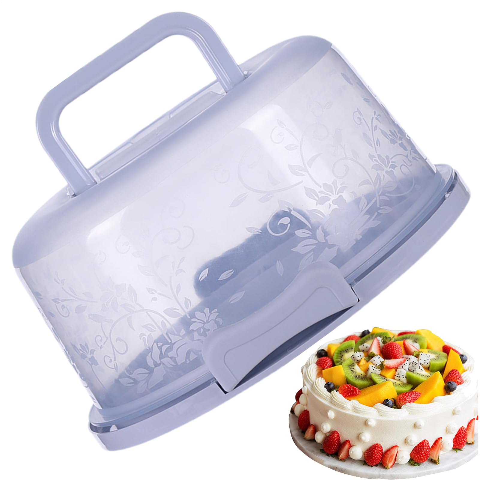 Porta torte con coperchio e manico, diametro 26 cm, scatola rotonda antipolvere con coperchio, contenitore portatile a cupola trasparente per alimenti, per torte, muffin, cupcake, pizza e