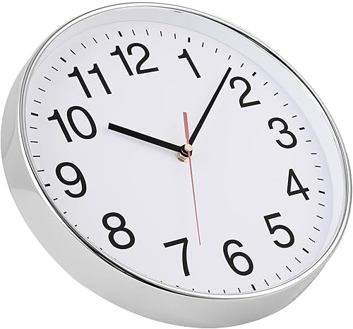 Miniatura 3 de Plumeet Reloj de pared silencioso  Reloj de pared negro de cuarzo sin tictac de 10 pulgadas  Reloj de pared de diseño simple para decoración de sala