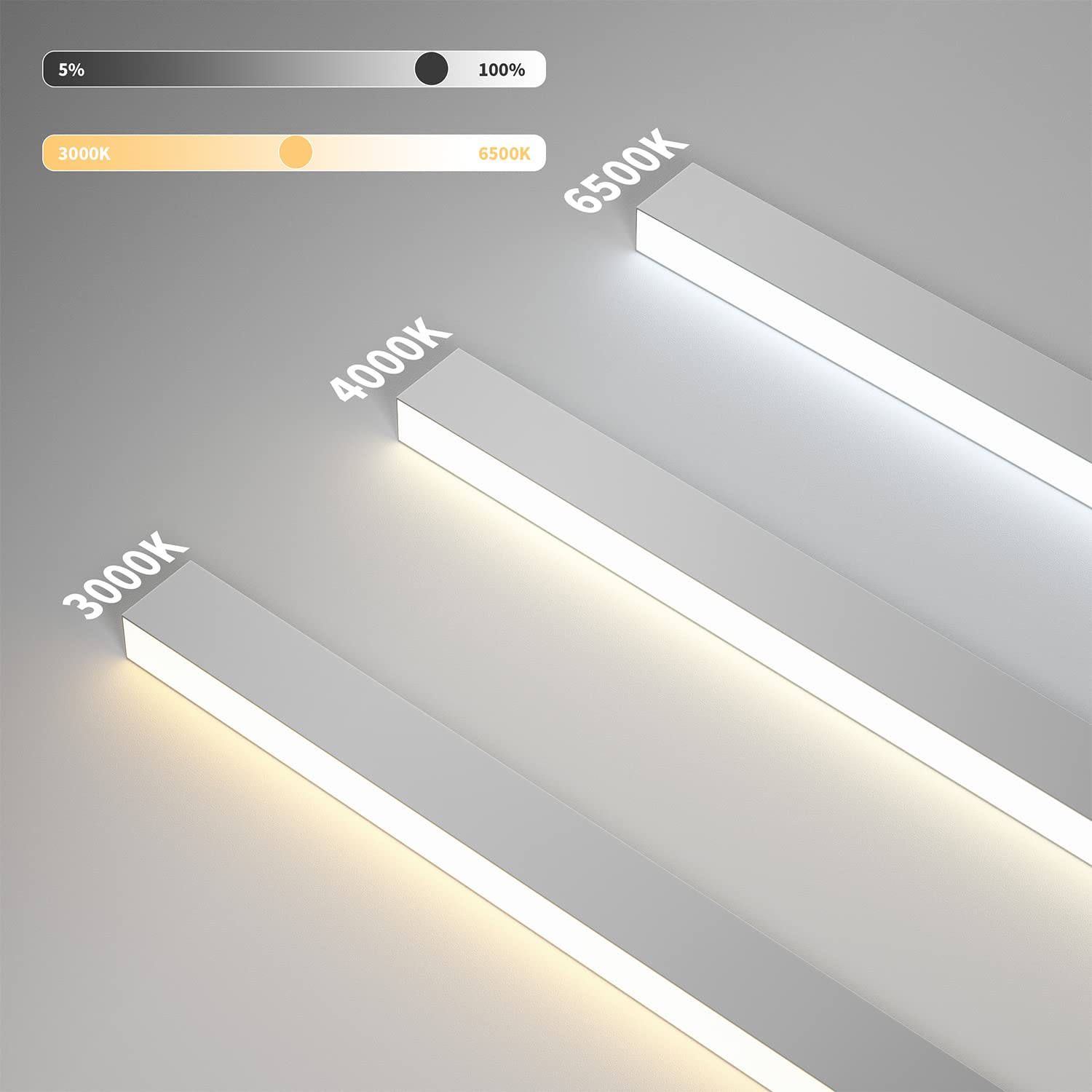 Glitzerlife plafonnier LED pour salon 80CM plafonnier long Blanc