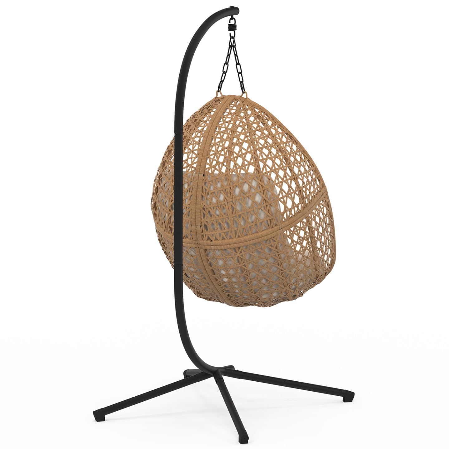 IDMarket - Fauteuil Lune Suspendu ajouré Effet rotin avec Coussin écru
