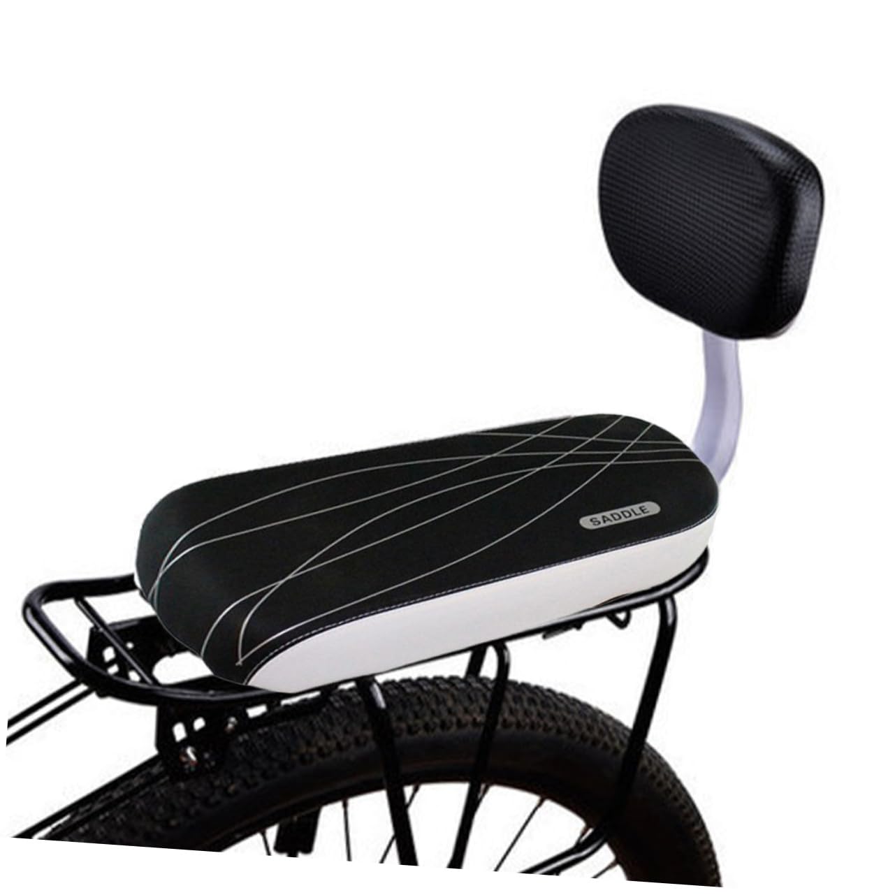 Abaodam Seggiolino Posteriore per Bicicletta Resistente all’Usura Pedali e Schienale, Sedile Staccabile e Comodo per Bambini, Compatibile Portabici Standard per Uso Outdoor e Mountain Bike