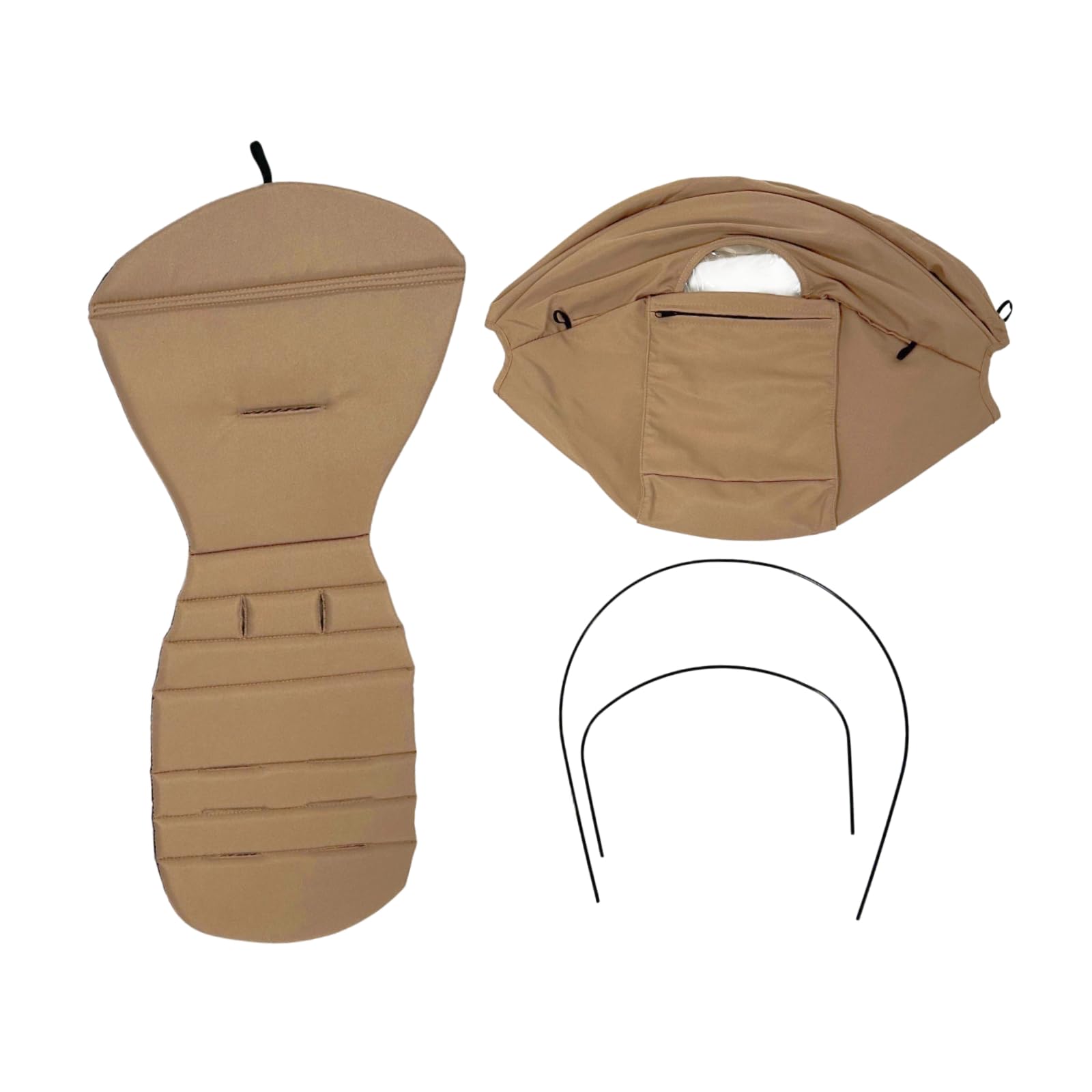 Replacement Canopy Cover and Seat Liner Set Compatible with YOYO2 / YOYO+ Strollers, Includes 2 Support Rods, Waterproof Double-Layer Fabric Stroller Accessories Kit (Khaki)