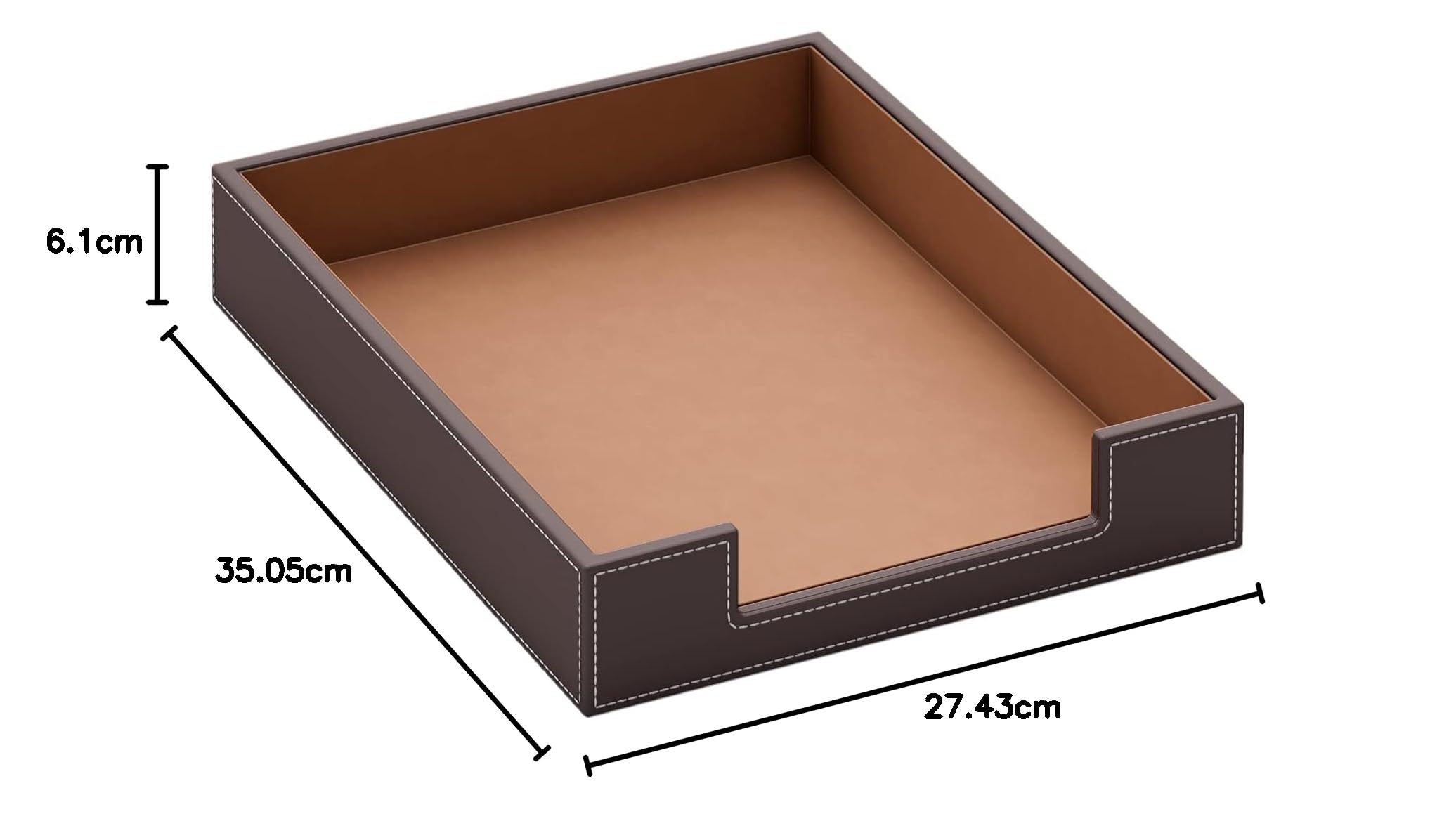 Bandeja de Cuero para Cartas, Elegante Organizador de Escritorio para Suministros de Oficina, Correo, Papel, Archivo, Revista, organización de Oficina Escritorio (marrón)