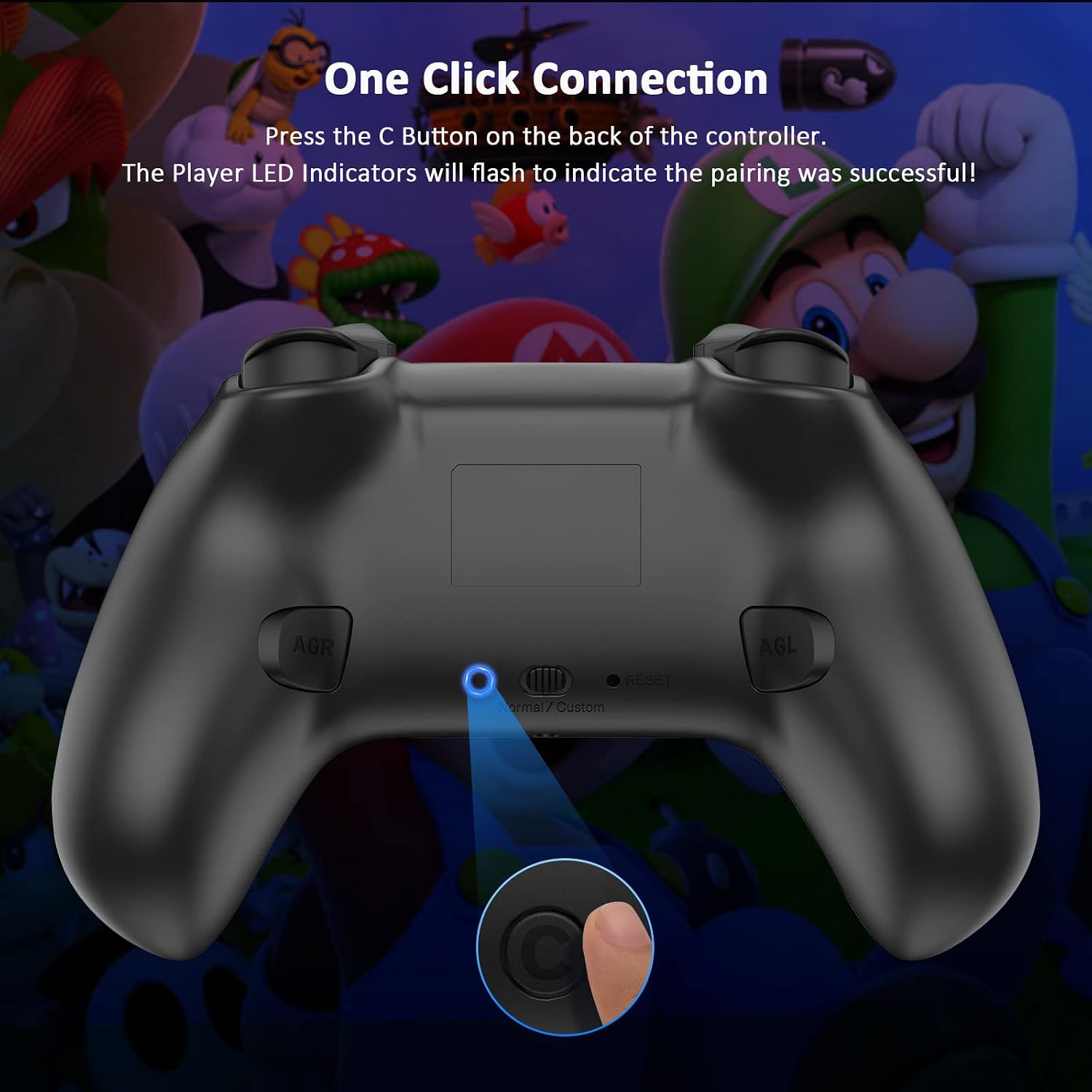 NexiGo Switch Wireless Controller for Nintendo Switch/Lite/OLED with Back Buttons, Bluetooth Controller with Semi-Auto Turbo, Motion, Vibration Function (Red & Blue)