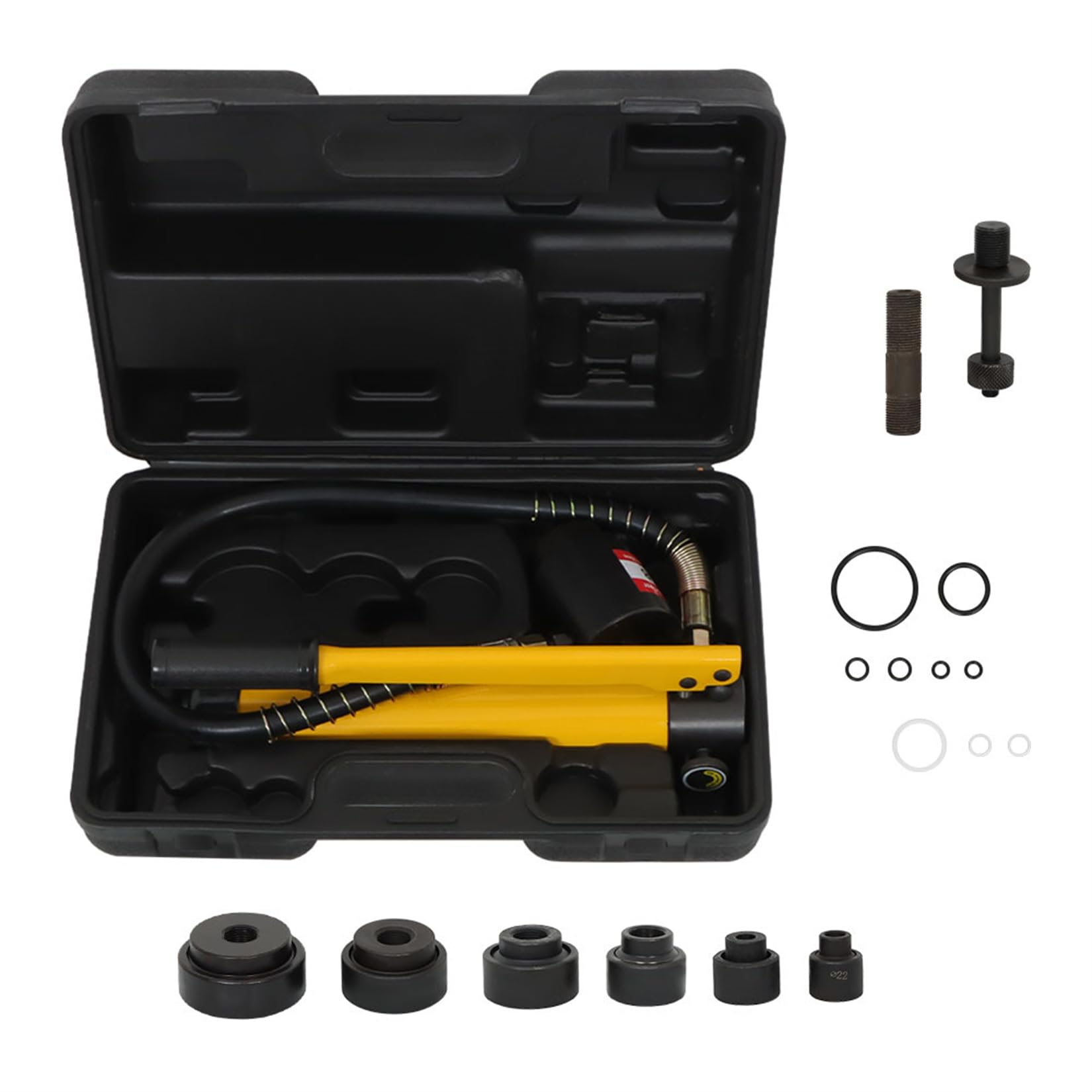 New 10 Ton 1/2" to 2" Hydraulic Knockout Punch Driver Tool Kit Electrical Conduit Hole Cutter Set KO Tool Kit with 6 Dies Knockout Punches for