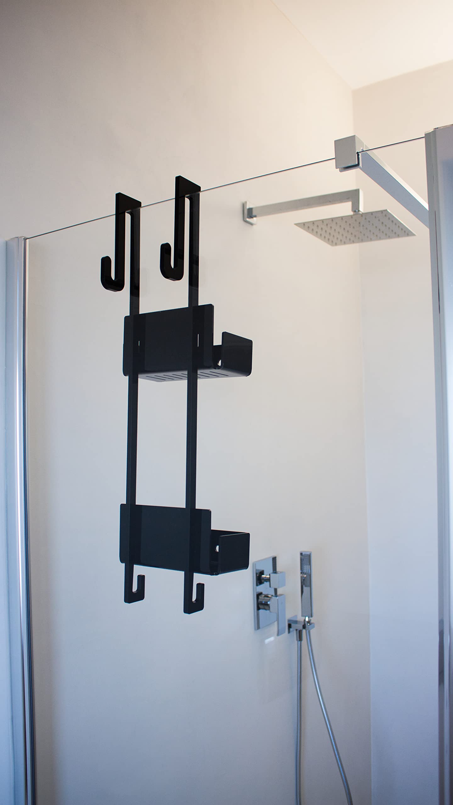 Porta Shampoo Da Doccia In Plexiglass | Appendibile Senza Viti - Ganci Per Asciugamani