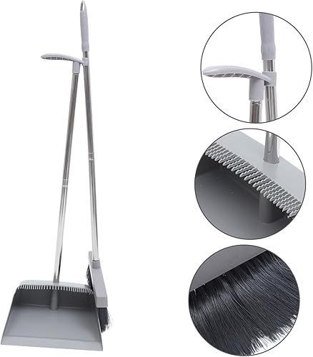 Miniatura 3 de GLEAVI Juego de recogedor de escoba para el hogar, cocina y uso al aire libre, escoba de mango largo 33.5 y recogedor de metal resistente, diseño